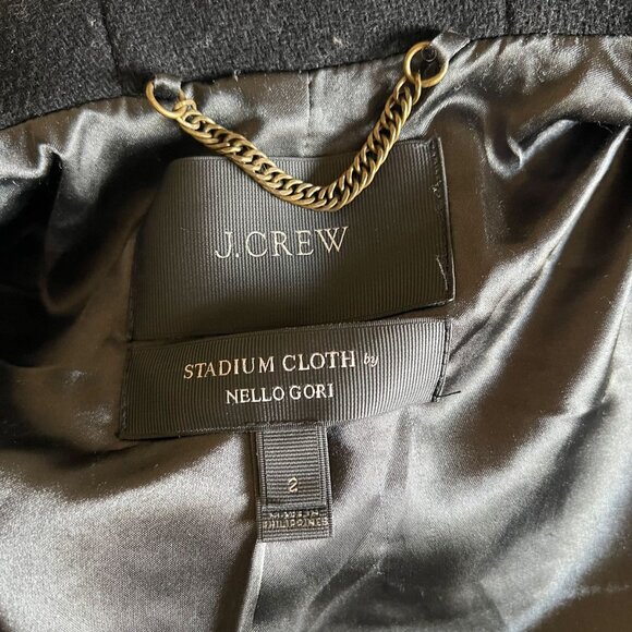 J. CREW Chateau Parka in Stadium Cloth Nello Gori Black Sz 2 - Picture 5 of 7